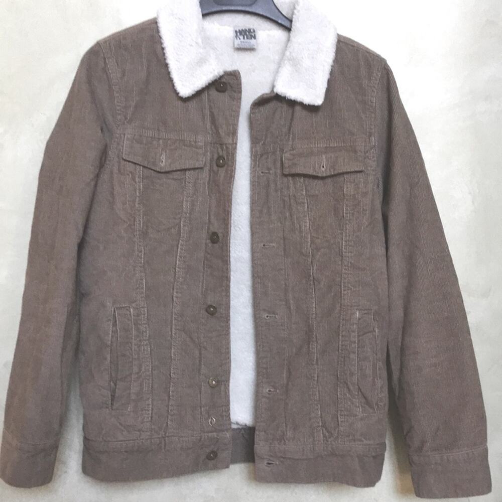 Hang Ten Corduroy Truckers Jacket Sherpa Collar Lined Body Young Mens Small